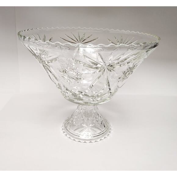 ANCHOR HOCKING Clear Prescut 1960s Star Of David Patterned Punch Bowl Set 22 - Picture 6 of 9